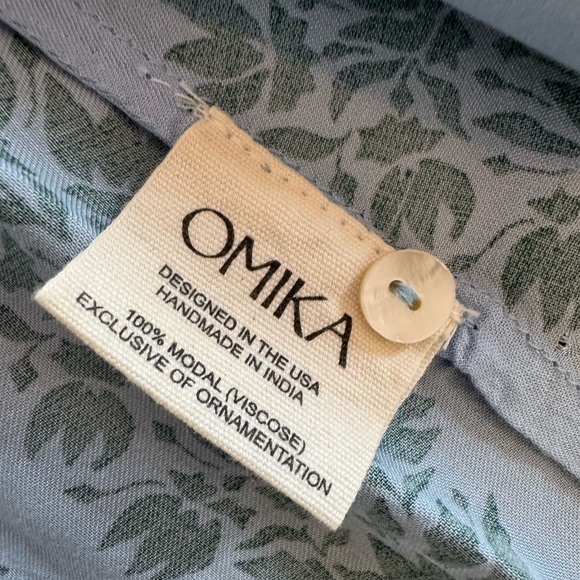 OMIKA Adele Mini Dress XS Blue Green Floral Smocked Boho Resort 100% Modal - Picture 9 of 12